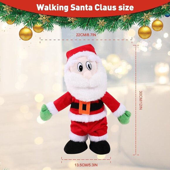 Gfilay 12 Inch Dancing Santa Toy Walking Singing Stuffed Christmas Doll Gift - Picture 4 of 7